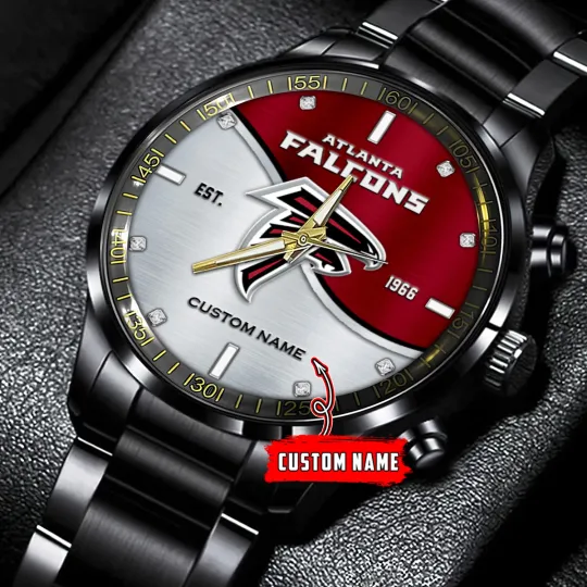 Discover Atlantas Team Falcons Bi Color Football Black Stainless Steel Watch