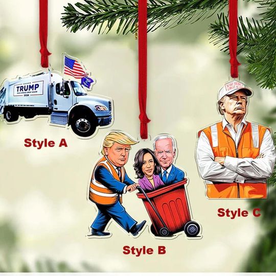 Discover Trump 2025 Ornament, Trump Garbage Truck Acrylic Ornament, Perfect for Car & Christmas Tree Decor, Christmas Gift 2025, Custom ornament