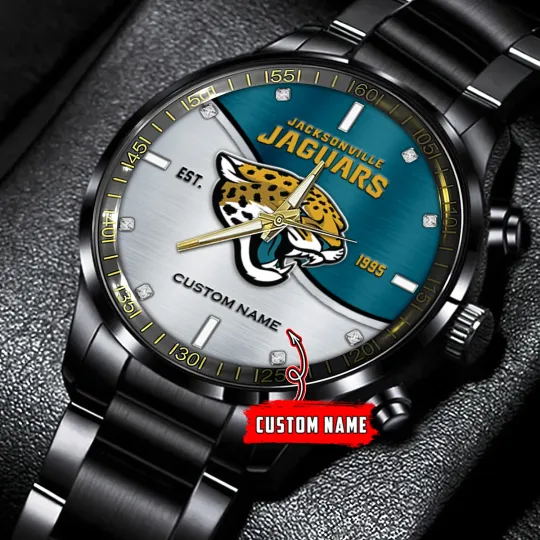 Discover Jacksonville Team Jaguars Bi Color Football Black Stainless Steel Watch
