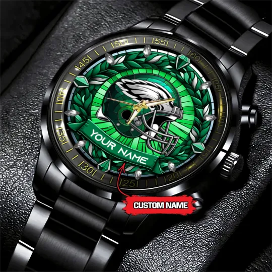 Discover Philadelphias Team Eagles New Stained Glass Art Black Stainless Steel Watch