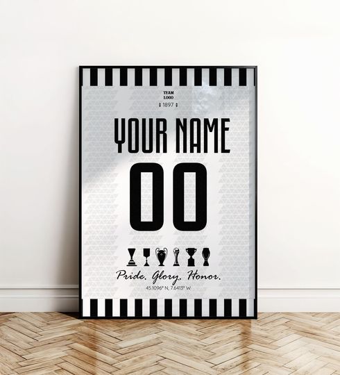 Discover Custom Turin Italian Football Team Jersey Poster, Soccer Wall Art, Football Poster