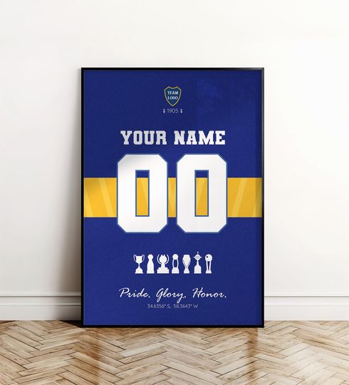 Discover Custom Buenos Aires Football Team Jersey Poster, Soccer Wall Art, Football Poster