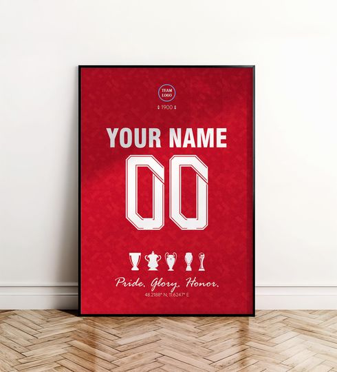 Discover Custom Munich Football Team Jersey Poster, Soccer Wall Art, Football Poster