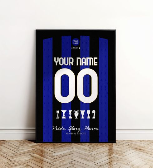 Discover Custom Milano Football Team Jersey Poster, Soccer Wall Art, Football Poster
