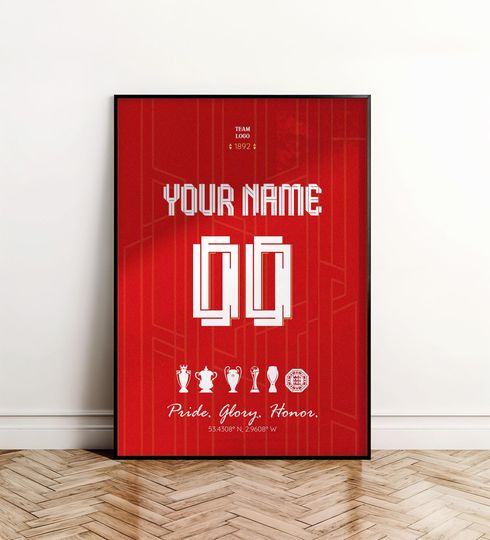 Discover Custom Liverpool Football Team Jersey Poster, Soccer Wall Art, Football Poster