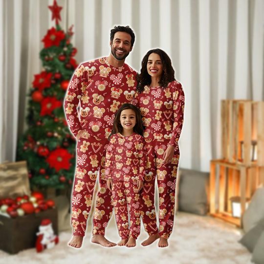 Discover Christmas Gingerbread Family Pajama Set, Holiday Cookie & Candy Cane Loungewear, Xmas Matching Pajamas