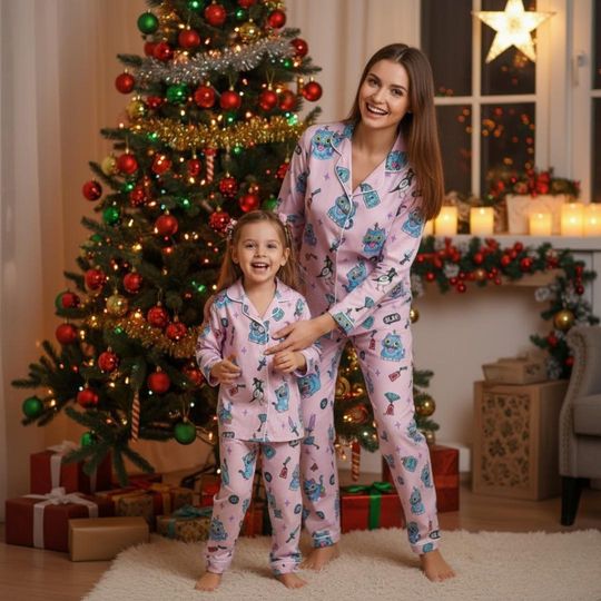 Derpy Tiger Pajamas Set, Pajamas Family Set, Derpy Tiger Kpop Demon Hunter Outfit Pajamas, Movie Gift For Fans,Matching Family Pajamas