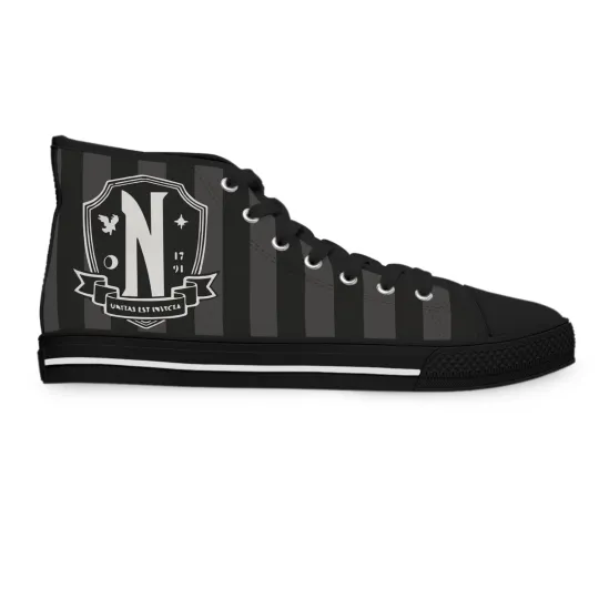 Women Shoes High Top Sneakers Nevermore Dark Academia Black gothic fan art made