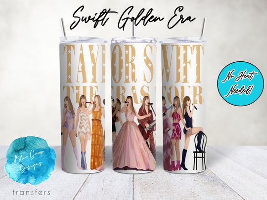 Discover UV DTF Cup Wrap | 20 oz Skinny Tumbler | Swift Golden Era Concert Tour | tumbler sublimation