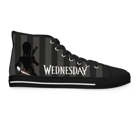 Women High Top Sneakers Nevermore dark Academia Black gothic fan art cello shoes