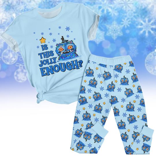 Discover Kpop Tiger Christmas T Shirt and Shorts Set, Funny Blue Tiger Pajama Set for Women, Is This Jolly Enough Outfit, Cute Holiday Sleepwear