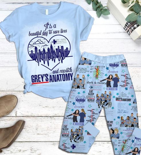 Discover Grey Anatomy Pajamas Set, Grey Sloan Xmas Pajamas, Doctor Grey Pajamas, Grey Anatomy Holiday Pajamas, Meredith Grey Christmas Pajamas