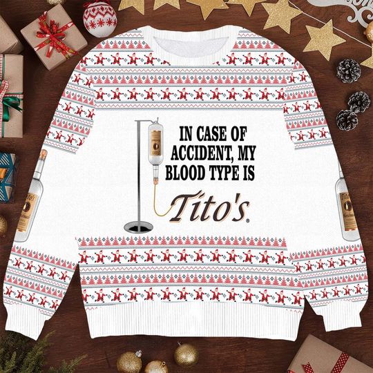 Funny Vodka Christmas Ugly Sweater, Wool Knit Holiday Jumper for Men & Women, Cozy Festive Christmas Sweater