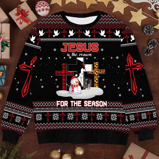 Discover Jesus The Reason for the Season Ugly Christmas Sweater  Wool Holiday Sweater - Faith-Based Xmas Sweater for Men & Women