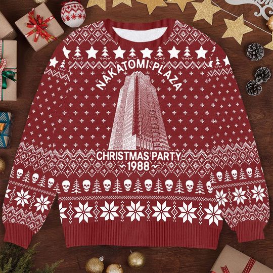 Discover Nakatomi Plaza 1988 Christmas Ugly Sweater, Wool Knit Holiday Jumper