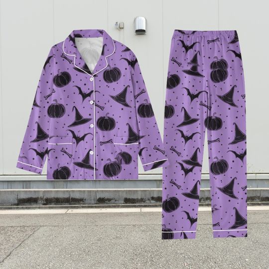 Discover Halloween Witch Pajamas Set, Spooky Witch Pajamas For Women, Cute Witchy Matching Family PJs, Halloween Pumpkin Bat Pajamas