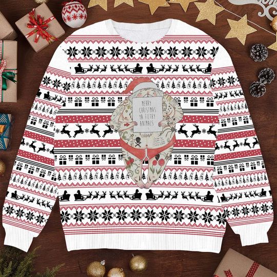 Discover Christmas Santa Tattoo Ugly Sweater, Funny Santa Xmas Sweater, Holiday Tattoo Artist Sweater