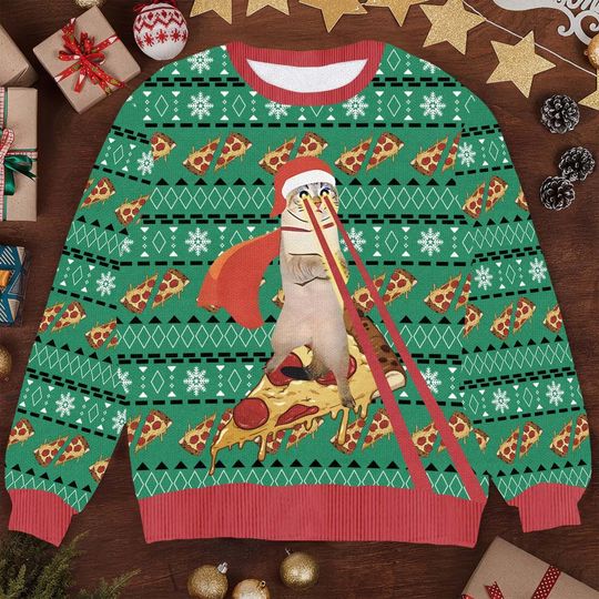 Cat Christmas Ugly Sweater Wool Knit Holiday Jumper for Men & Women, Cozy Holiday Apparel for Cat Lovers