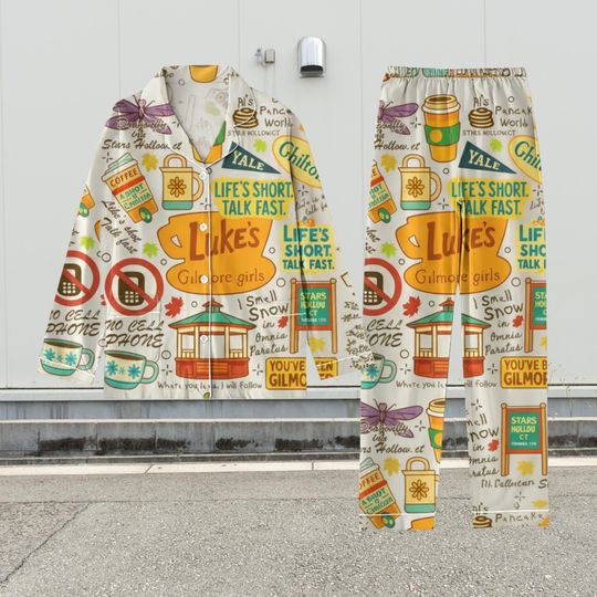 Luke Coffee Diner Pajamas Set, Stars Hollow Matching Pajamas, Cute Movie Lover PJs, Family Holiday Pajamas Women Men Kids