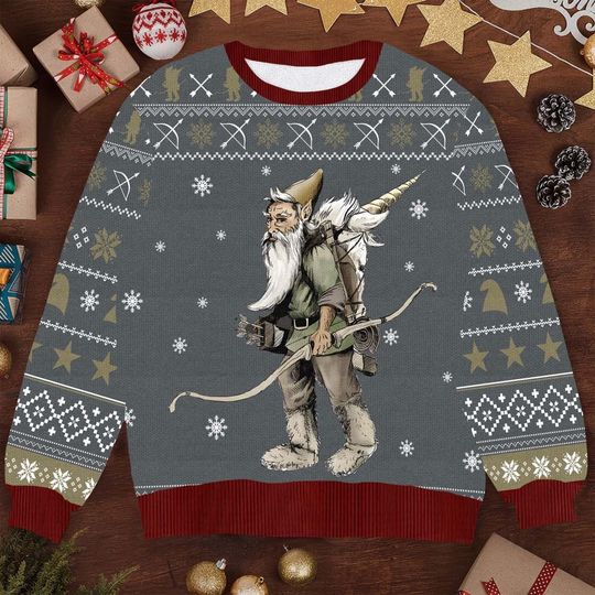 Discover Gnome Packing Out a Unicorn Christmas Ugly Sweater, Funny Gnome Unicorn Xmas Sweater