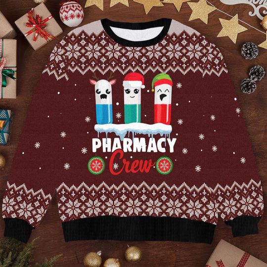 Discover Christmas Crew Ugly Sweater, Funny Team Xmas Sweater, Holiday Crew Sweater