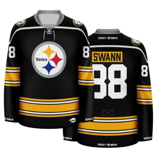 Discover Pittsburghh Steeller Black Lynn Swann Crossover Hockey Jersey