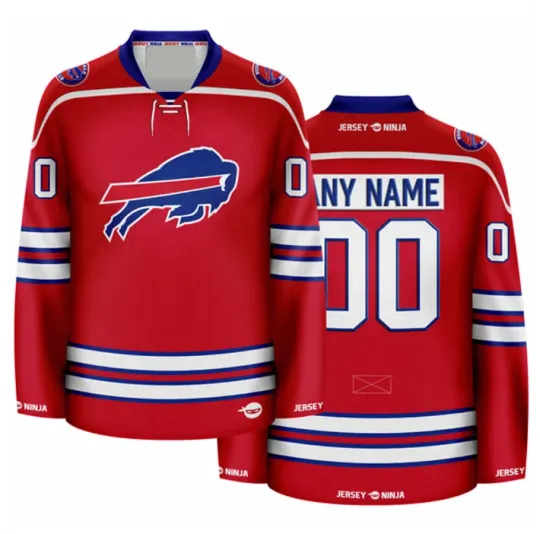 Discover Buffalo "Bill Red Hockey Jersey Custom Name Fullsize