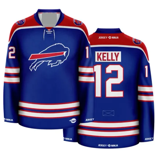 Discover Buffalo Bill Blue Jim Kellyy Crossover Hockey Jersey