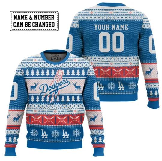Discover Los Angeles Dodger Personalized Ugly Sweater Fullsize Xs-5Xl