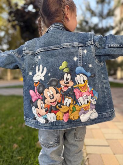 Denim Jacket: Custom Cartoon Art, In Stock and Ready To Ship