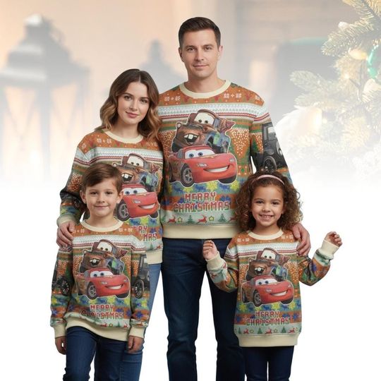 Discover Cars Ugly Christmas Sweater, Lightning McQueen Sweater, Disney Christmas Gift For Men Women, Xmas Holiday Gift