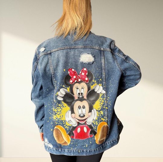 Discover Hand-Painted Denim Jacket: Custom Cartoon Art
