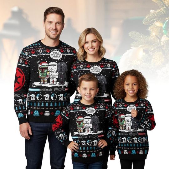 Star Wars Ugly Christmas Sweater, Darth Vader Stormtrooper Gift, Xmas Holiday, Darth Vader Stormtrooper Sweater