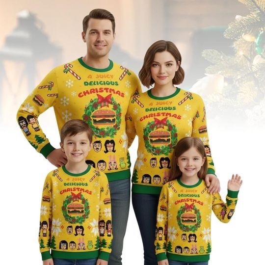 Discover Bob's Burgers Ugly Christmas Sweater, Cheeseburger Sweater, Cartoon Christmas Gift For Men Women, Xmas Holiday Gift