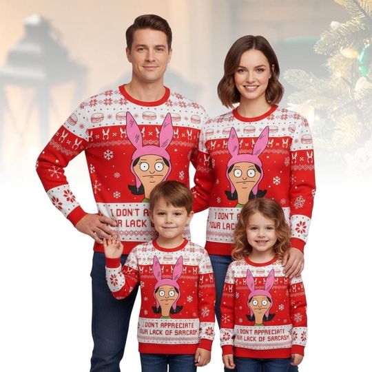 Discover Bob's Burgers Ugly Christmas Sweater, Louise Sweater, Cartoon Xmas Gift For Men Women, Holiday Gift, Funny Bob Family Sweater