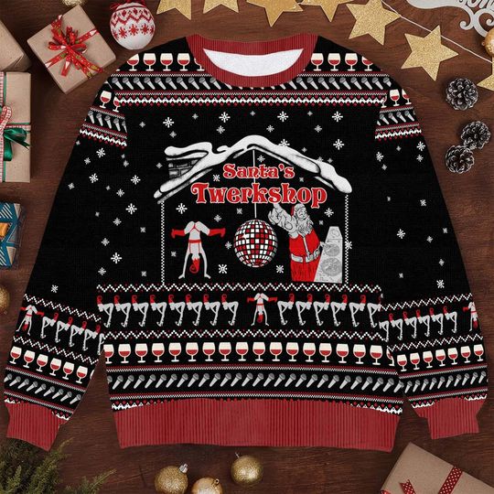 Discover Santa's Twerkshop Ugly Christmas Sweater - Perfect Gift for Dance and Humor Lovers