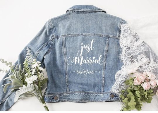 Custom Denim Jacket - Personalized Wedding Jacket - Just Married, Mrs. Name, Honeymoon Jacket for Bride
