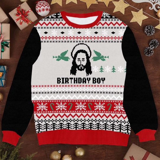 Discover Birthday Boy Jesus Ugly Christmas Sweater - Funny Religious Holiday Knit