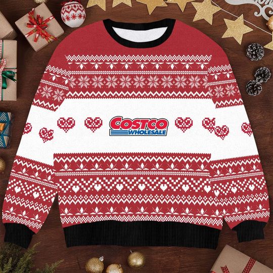 Funny Christmas Wool Ugly Sweater with Santa and Snowflakes, Cozy Holiday Sweater