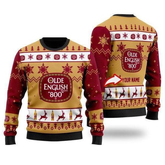 Discover Custom Olde English 800 Ugly Christmas Sweater - Personalized Beer Holiday Jumper