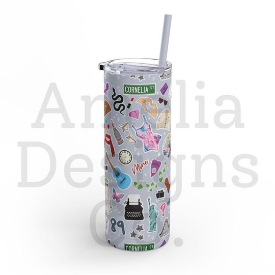 Discover Eras Song Icons Matte Tumbler | Eras Song Lyrics Skinny Tumbler 20 oz Cup | Fan Gift | Valentine's Day Gift for Wife or Mom