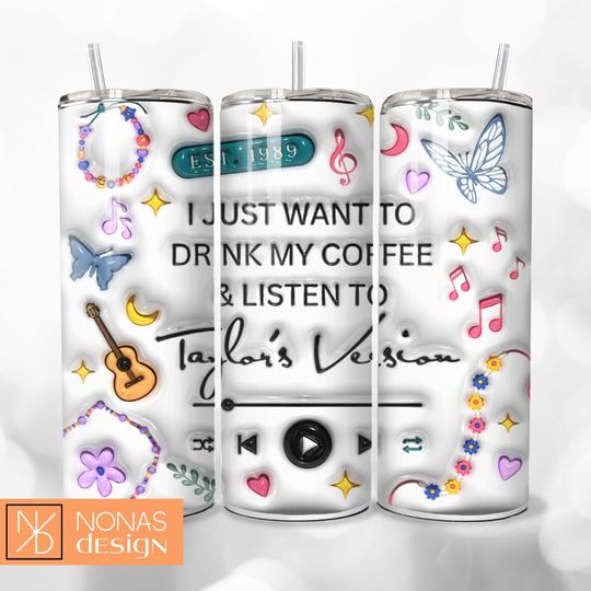 Taylorr Swifts Coffee 20 oz Tumbler Wrap: Midnights Era Design