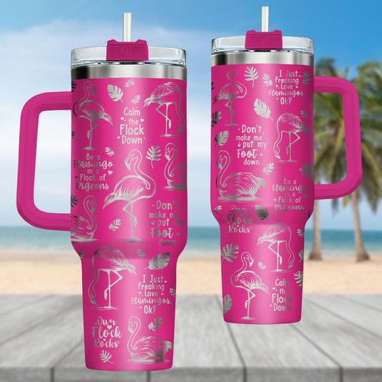 Discover Flamingo Engraved Tumbler, Flamingo 40oz Tumbler Cup, Animal Lover Stainless Tumbler, Pink Flamingo Drinkware Tumbler, Nature Tumbler