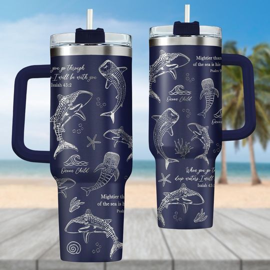 Discover Whale Ocean Engraved Tumbler, Ocean Lover Stainless Tumbler, Sea Animals Tumbler For Fan, Whale Drinkware Tumbler, Ocean 40oz Tumbler