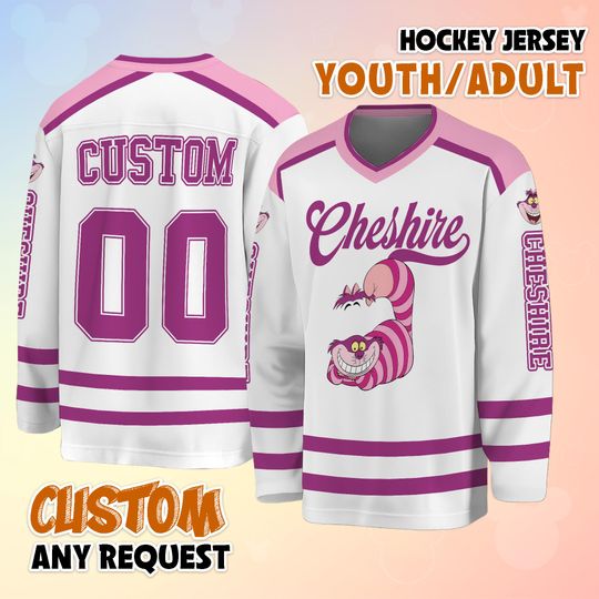 Discover Custom Disney The Cheshire Cat Hockey Jersey, The Cheshire Cat Hockey Jersey, Hockey Fan Lover Gift, Hockey Team Outfit