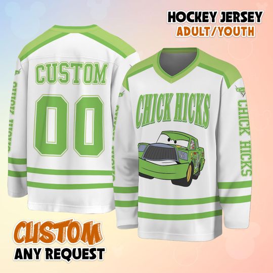 Discover Custom Disney Chick Hicks Hockey Jersey, Disney Car Hockey Jersey, Hockey Fan Lover Gift, Tinker Bell Hockey Team Outfit