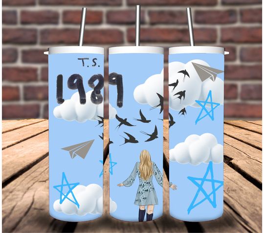 Taylorr Swifts 1989 20 oz Skinny Tumbler, Hold or Cold, Sublimation Design