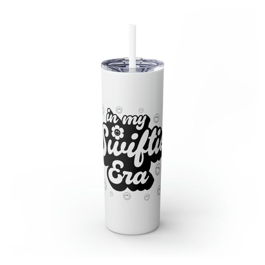Discover In My taylor version Era Black & White Skinny Tumbler with Straw, 20oz