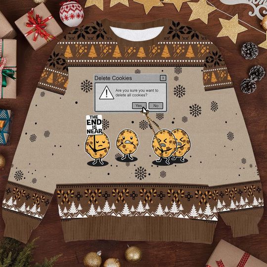 Discover Delete Cookies Ugly Christmas Sweater - Funny Tech and Baking Lovers - Perfect Gift for Humor Fans