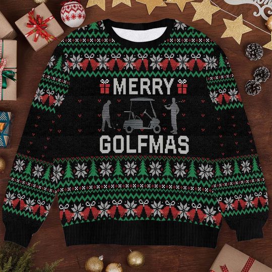 Discover Merry Golfmas Christmas Sweater - Funny Golf Holiday Ugly Xmas Sweater